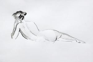 Reclining nude, watercolor on paper