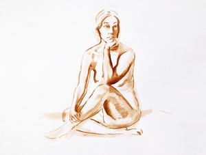Seated nude, watercolor on paper (2)